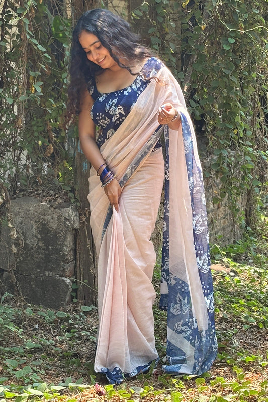 Supernal Beige 1-Minute Ready To Wear Cotton Saree