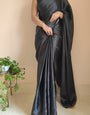 Amazing 1-Minute Ready To Wear Black Satin Silk Saree