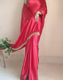 Palimpsest 1-Minute Ready To Wear Dark Pink Satin Silk Saree