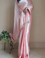 Denouement 1-Minute Ready To Wear Peach Satin Silk Saree