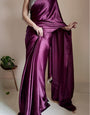 Phenomenal 1-Minute Ready To Wear Purple Satin Silk Saree