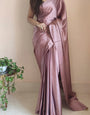 Sempiternal 1-Minute Ready To Wear Rose Gold Satin Silk Saree