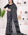 Pretty 1 Minute Ready To Wear Black Mul Cotton Digital Printed Saree With Pocket