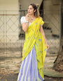 Mellifluous 1 Minute Ready To Wear Yellow Mul Cotton Digital Printed Saree