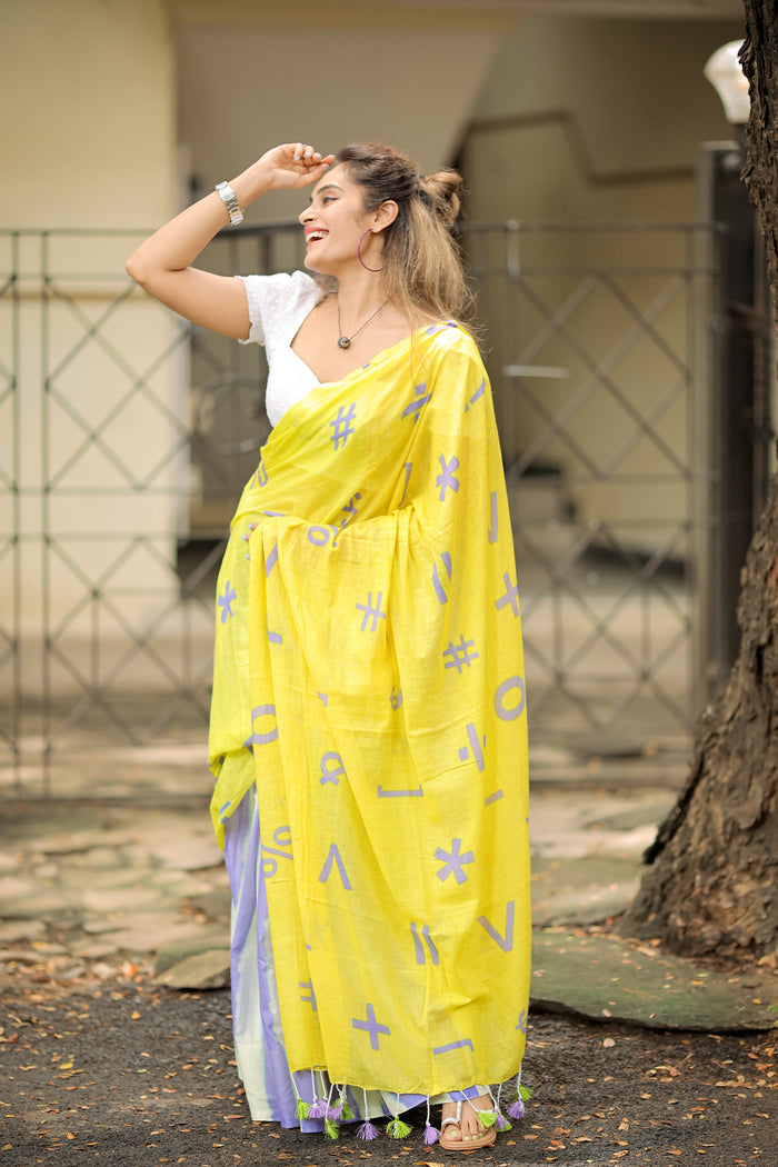 Mellifluous 1 Minute Ready To Wear Yellow Mul Cotton Digital Printed Saree
