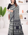 Classy Black 1 Minute Ready To Wear Digital Printed Crape Silk Saree