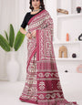Twirling Maroon 1 Minute Ready To Wear Digital Printed Crape Silk Saree