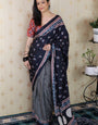 Magnetic Black 1 Minute Ready To Wear Digital Printed Crape Silk Saree