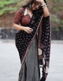 Magnetic Black 1 Minute Ready To Wear Digital Printed Crape Silk Saree