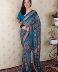 Captivating Rama 1 Minute Ready To Wear Digital Printed Crape Silk Saree
