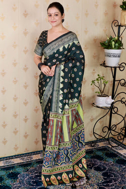 Precious Black 1 Minute Ready To Wear Digital Printed Crape Silk Saree