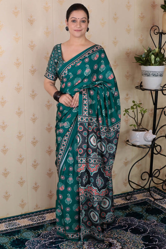 Embrocation Rama 1 Minute Ready To Wear Digital Printed Crape Silk Saree