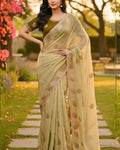 Lagniappe 1-Minute Ready To Wear Beige Fancy Silk Saree With Stitched Blouse