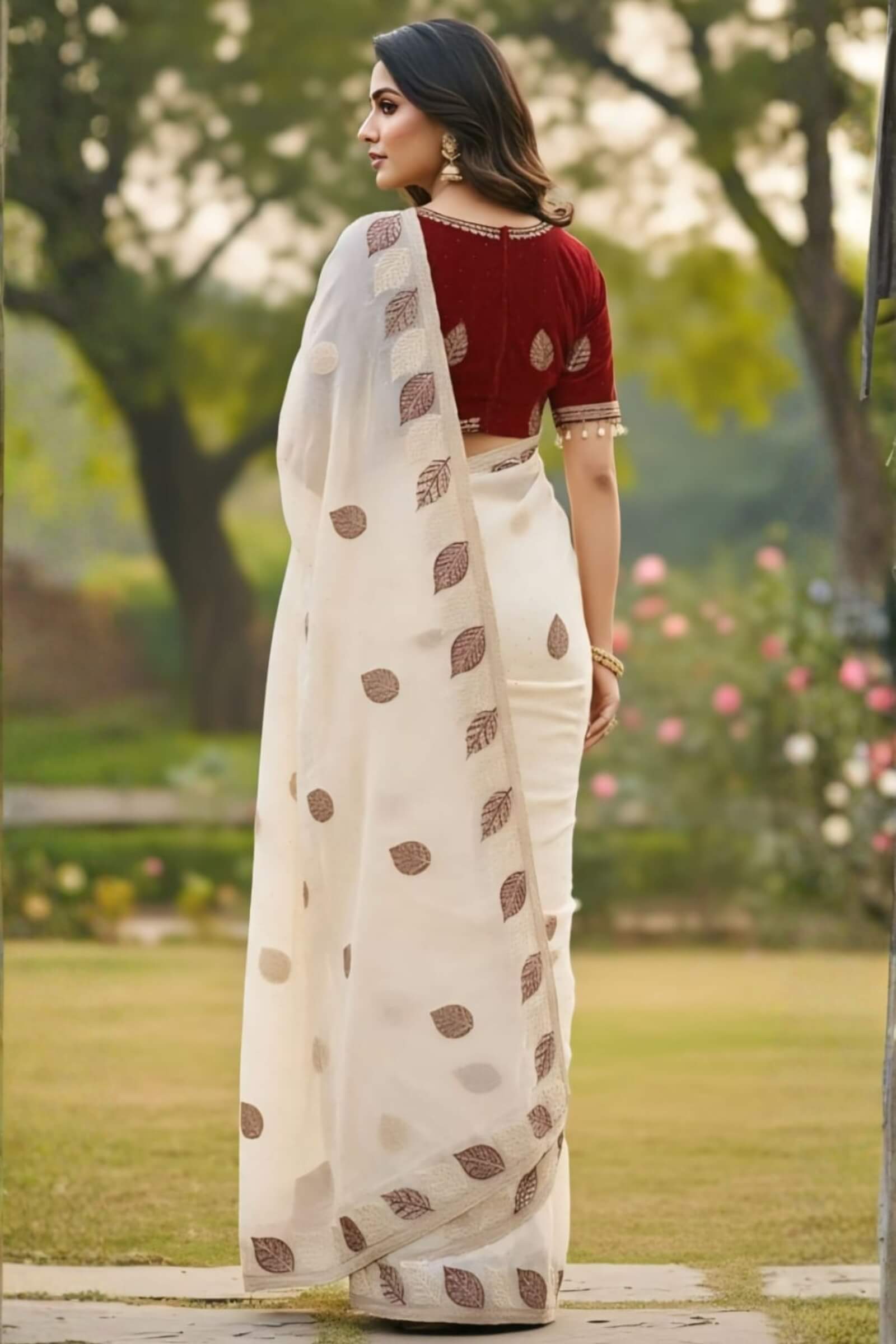 Exquisite 1-Minute Ready To Wear Off White Fancy Silk Saree With Stitched Blouse