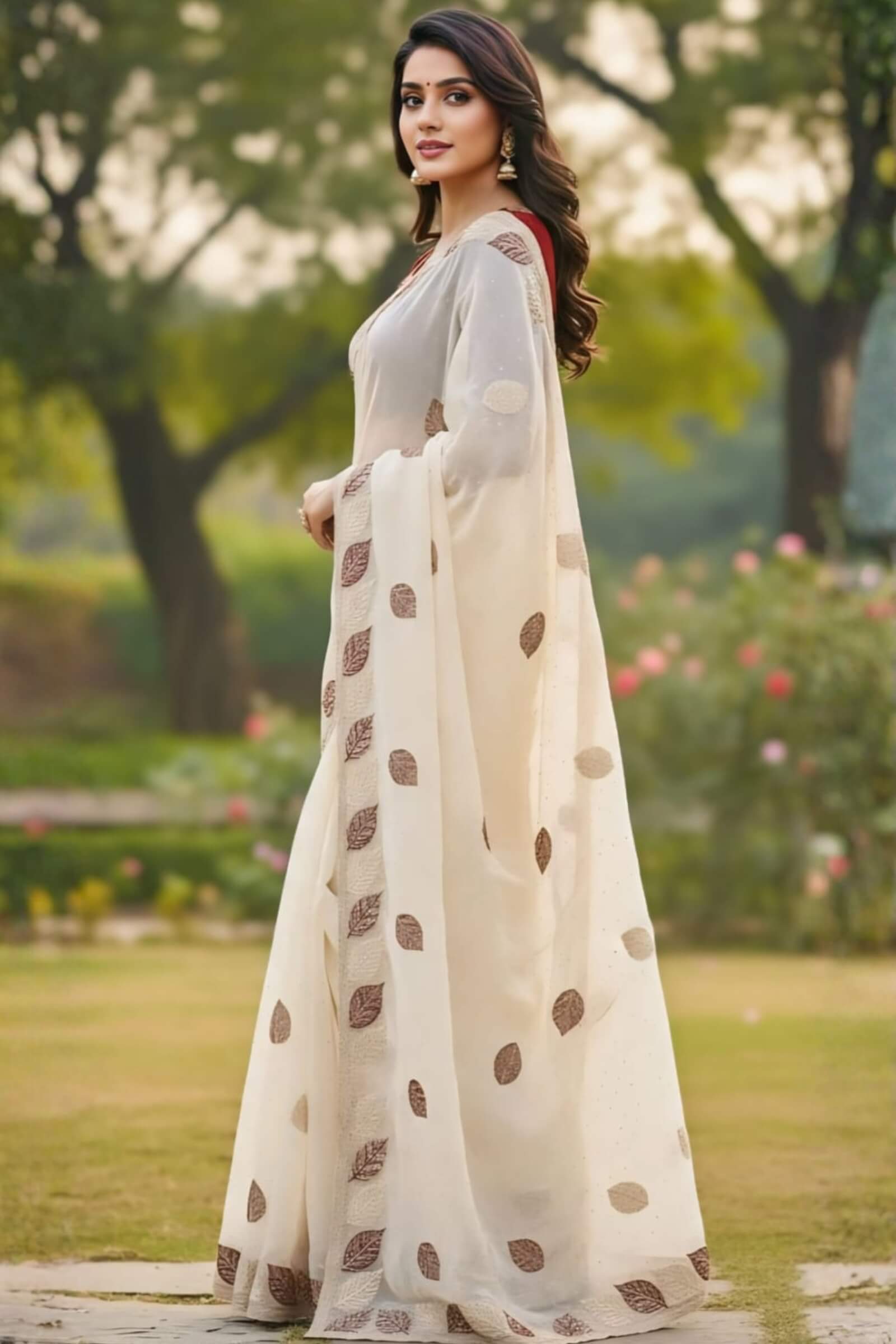 Exquisite 1-Minute Ready To Wear Off White Fancy Silk Saree With Stitched Blouse