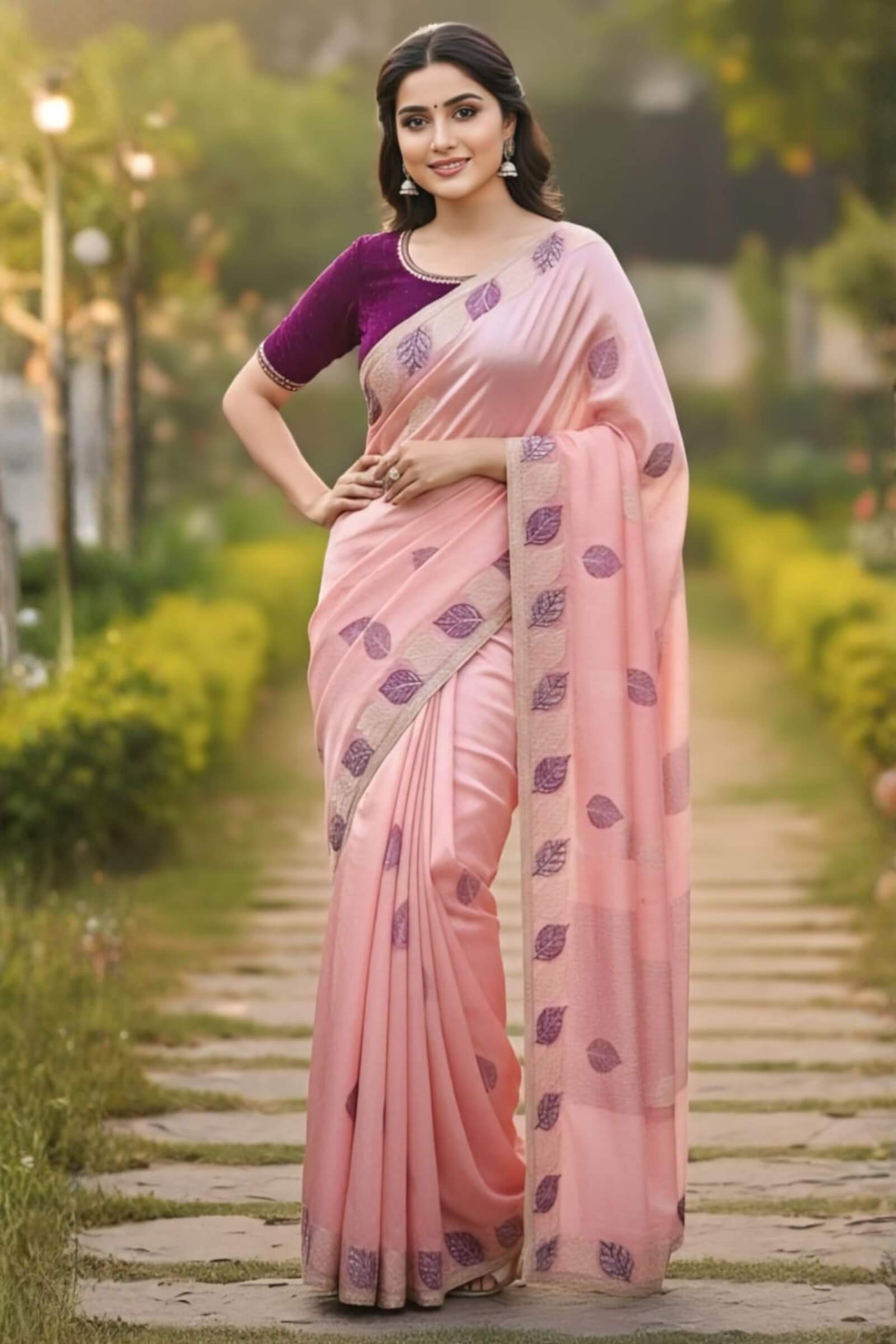 Enamoring 1-Minute Ready To Wear Peach Fancy Silk Saree With Stitched Blouse