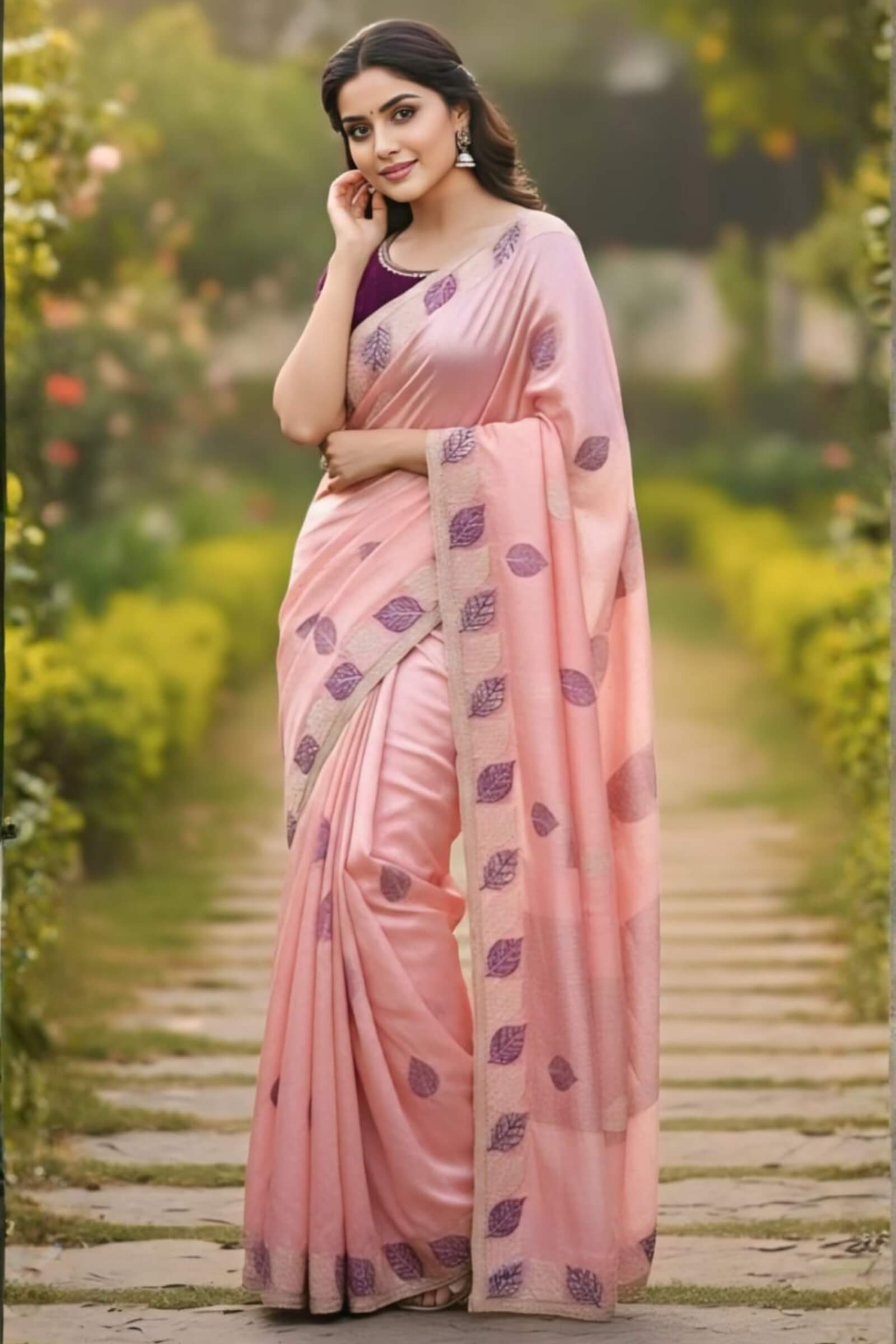Enamoring 1-Minute Ready To Wear Peach Fancy Silk Saree With Stitched Blouse