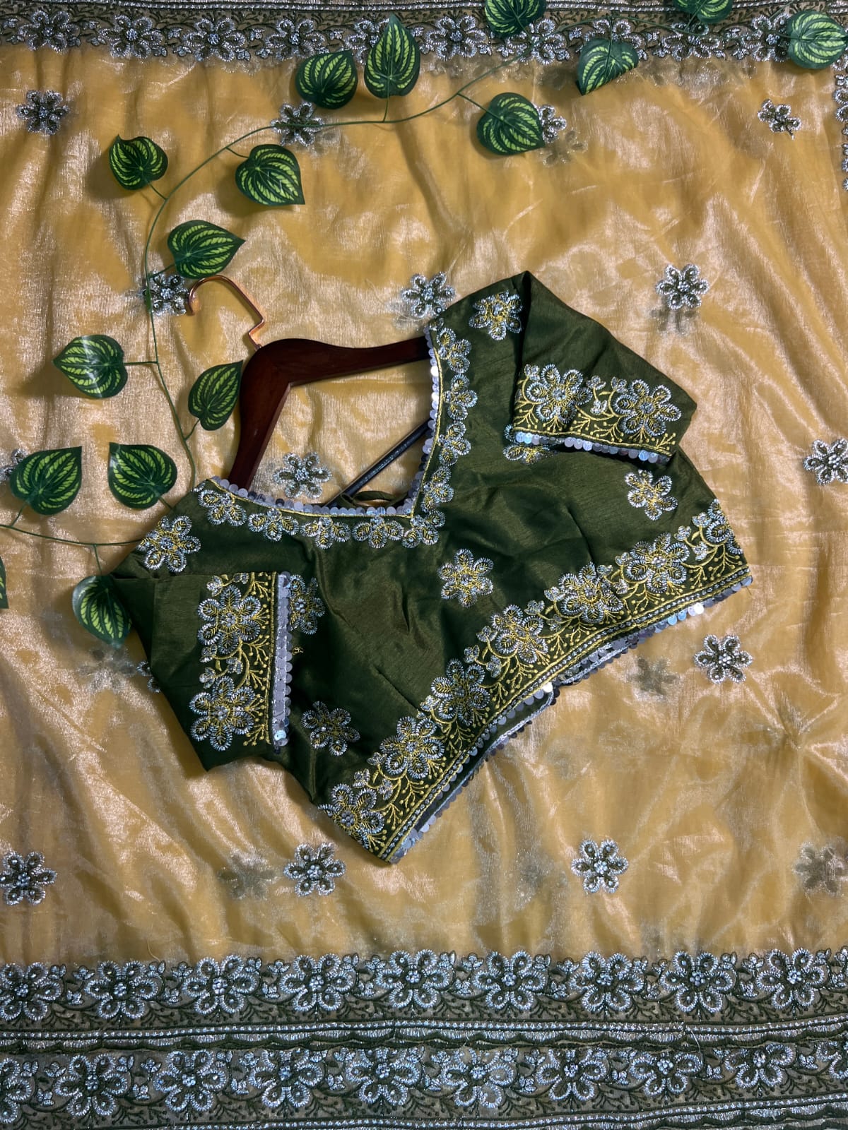 Susurrous Mustard Organza Silk Saree With Marvellous Full Stitched Blouse