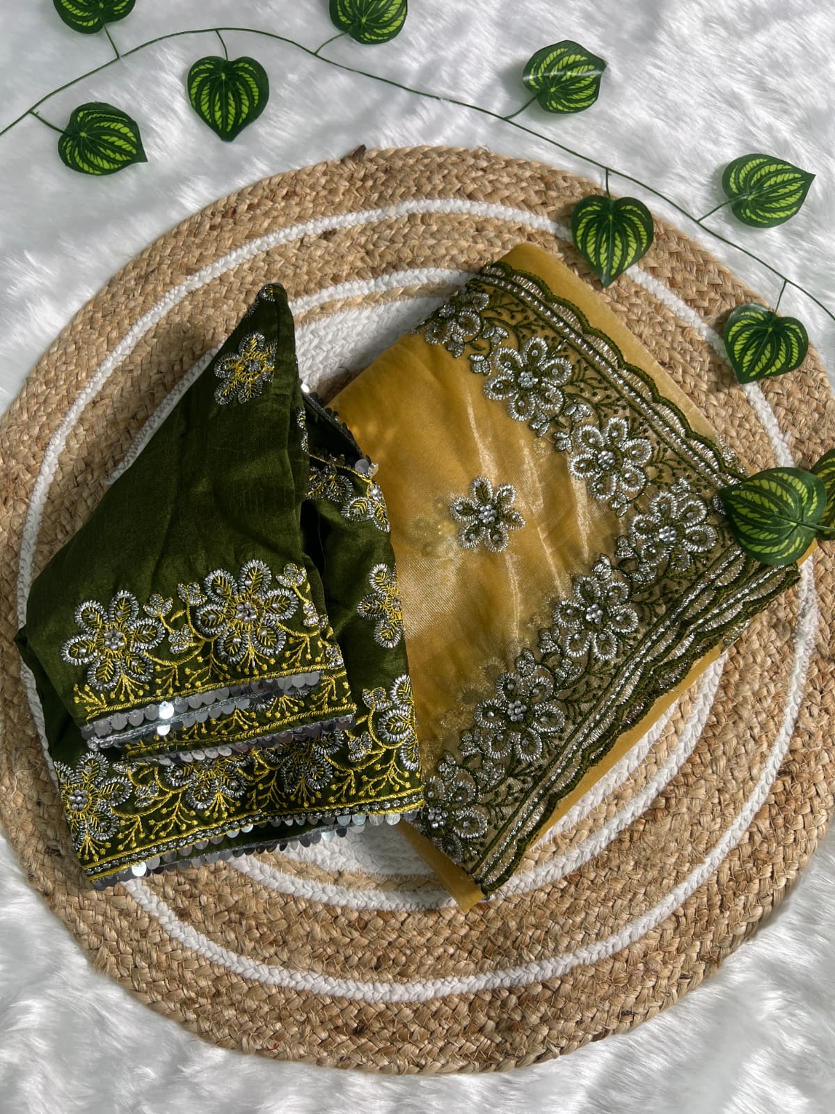 Susurrous Mustard Organza Silk Saree With Marvellous Full Stitched Blouse