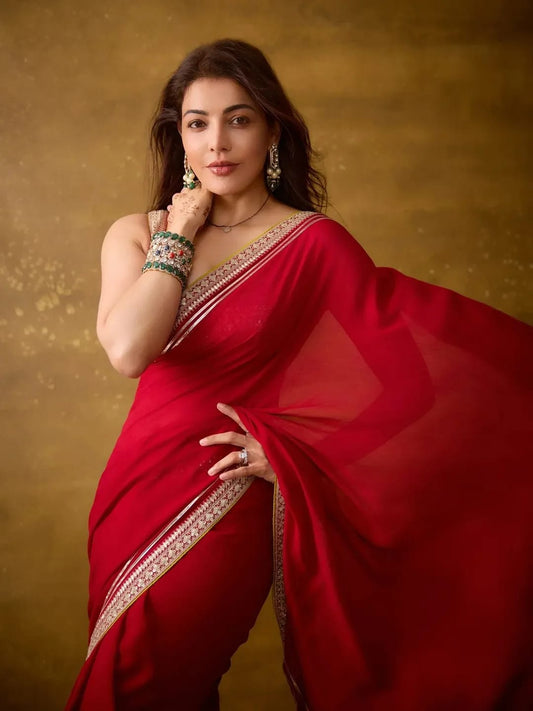 Excellent Red Rangoli Silk Saree With Inimitable Blouse Piece