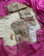 Charismatic Magenta Georgette Silk Saree With Embroidery Work Blouse Piece