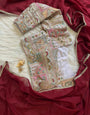 Fancifull Maroon Georgette Silk Saree With Embroidery Work Blouse Piece