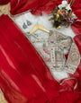 Quintessential Red Georgette Silk Saree With Embroidery Work Blouse Piece