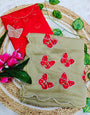 Groovy Beige Georgette Butterfly Hand Work Saree
