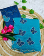 Trendy Firozi Georgette Butterfly Hand Work Saree