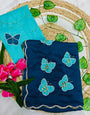Profuse Navy Blue Georgette Butterfly Hand Work Saree