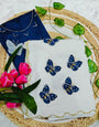 Fragrant Off White Georgette Butterfly Hand Work Saree