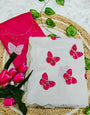 Captivating Off White Georgette Butterfly Hand Work Saree