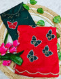 Nectarous Red Georgette Butterfly Hand Work Saree
