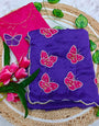 Luxuriant Royal Blue Georgette Butterfly Hand Work Saree
