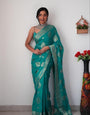 Radiant 1-Minute Ready To Wear Sea Green Cotton Silk Saree