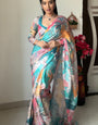 Intricate 1-Minute Ready To Wear Multicolor Printed Georgette Saree