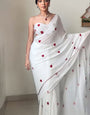 Super classy 1-Minute Ready To Wear White Georgette Saree