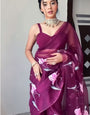 Most Flattering 1-Minute Ready To Wear Wine Organza Silk Saree