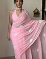 Incomparable 1-Minute Ready To Wear Pink Georgette Saree