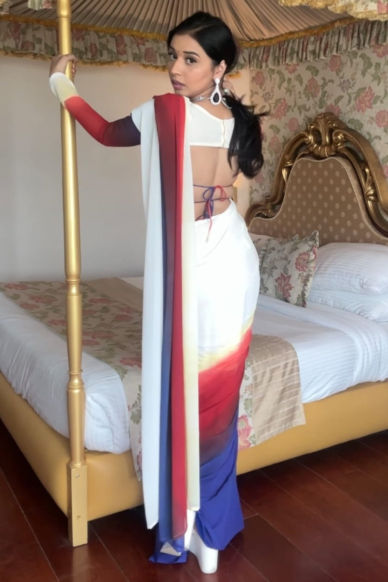 Sophisticated 1-Minute Ready To Wear Multi Color Georgette Saree - thelotusfab