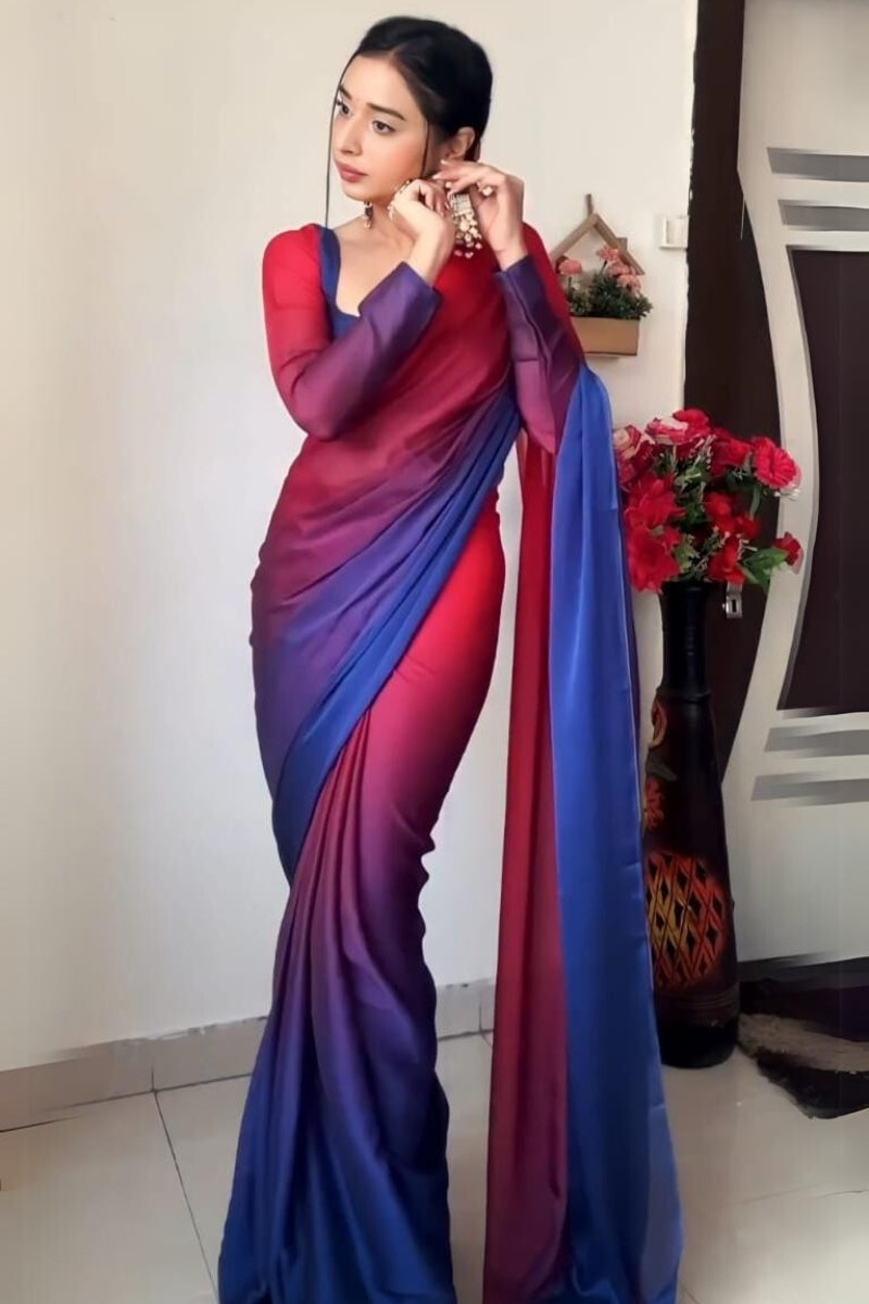 Surreptitious 1-Minute Ready To Wear Multi Color Georgette Saree - thelotusfab