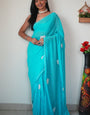 Confounding 1-Minute Ready To Wear Sky Georgette Saree