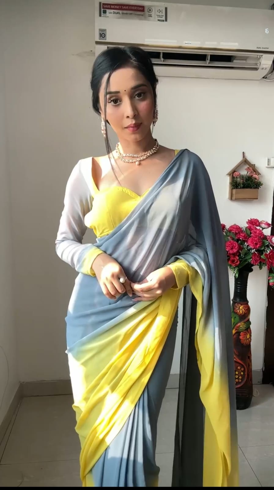 Flattering 1-Minute Ready To Wear Multi Color Georgette Saree - thelotusfab