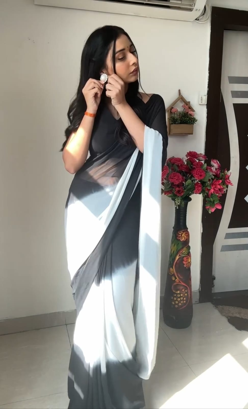 Charming 1-Minute Ready To Wear Multi Color Georgette Saree - thelotusfab