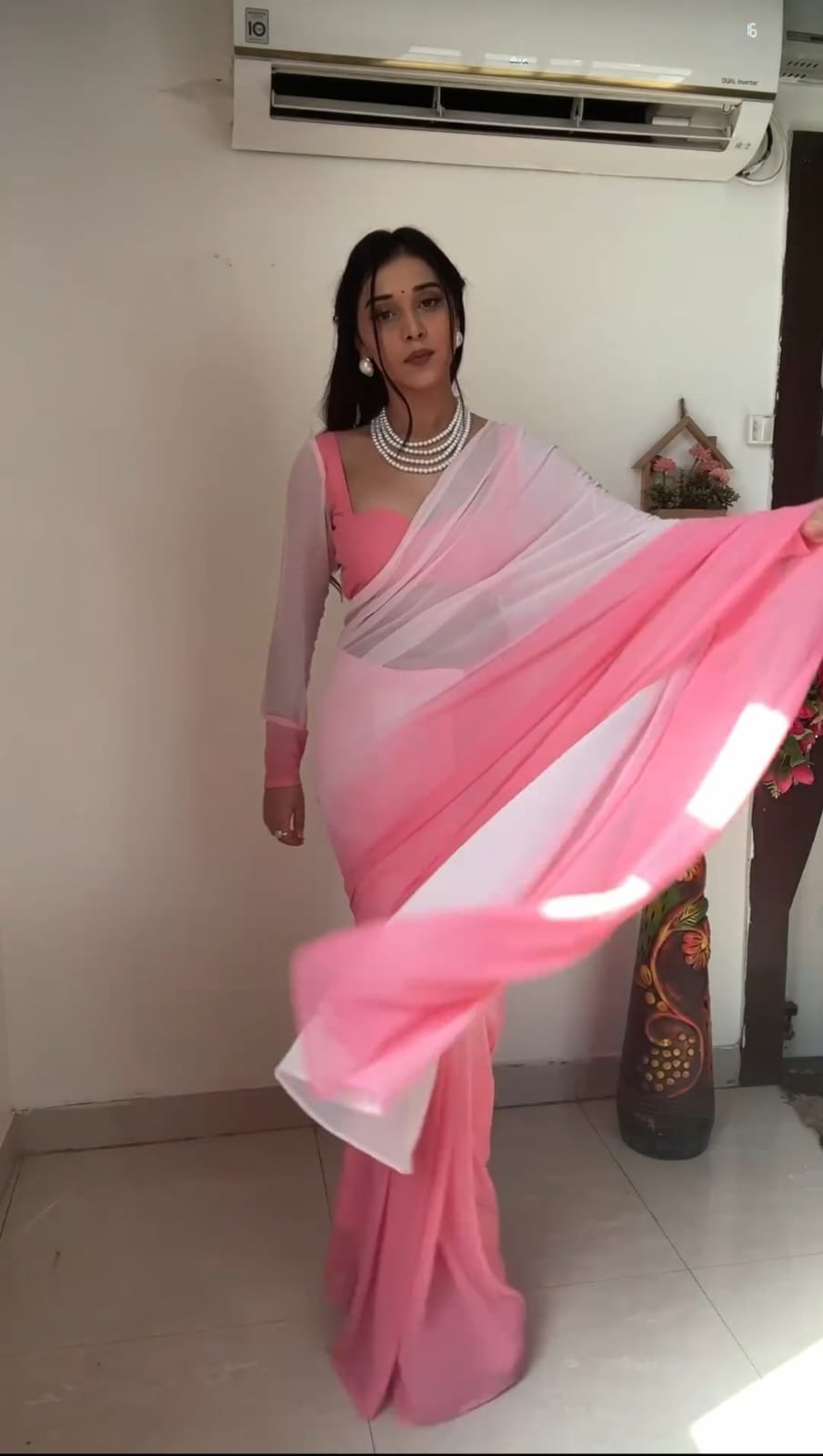 Sensational 1-Minute Ready To Wear Multi Color Georgette Saree - thelotusfab