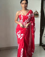 Gleaming 1-Minute Ready To Wear Red Georgette Saree