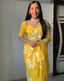 Luminous 1-Minute Ready To Wear Yellow Georgette Saree