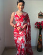 Lovely 1-Minute Ready To Wear Red Georgette Saree