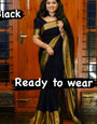 Super Extravagant 1-Minute Ready To Wear Black Chiffon Silk Saree