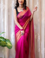 Imbrication 1-Minute Ready To Wear Dark Pink Chiffon Silk Saree